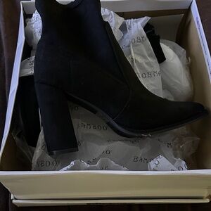 BAMBOO Women's Sleek Black Heeled Boots